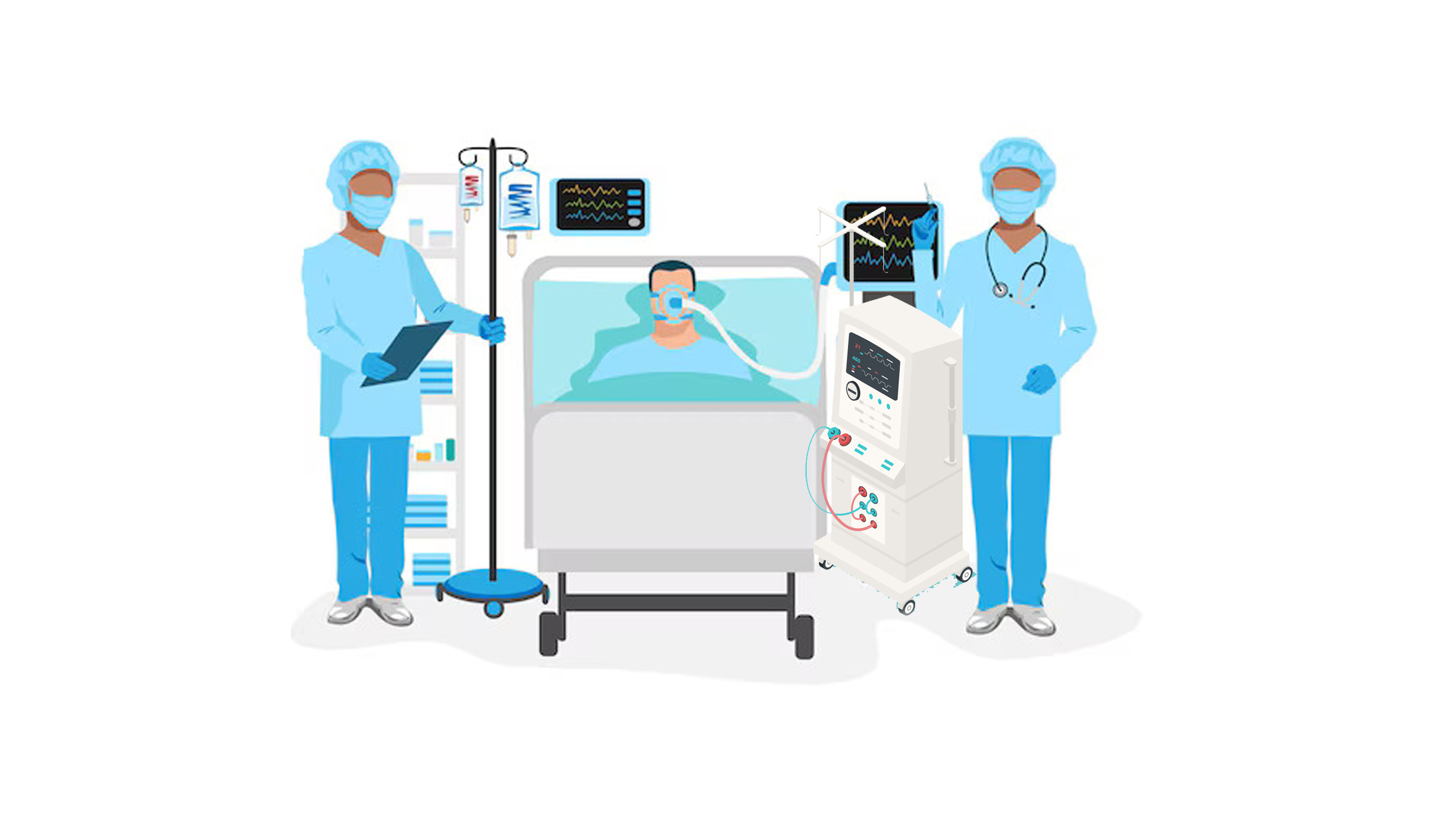 SLED dialysis machine in a professional ICU environment